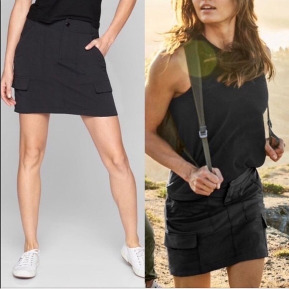 Athleta Trekkie Charcoal Gray Cargo Skirt Hiking Skirt Pockets Outdoors sz 6